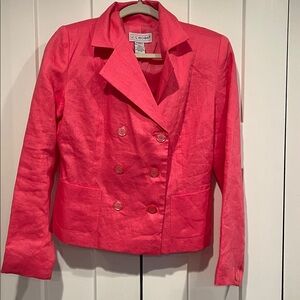 NWOT J.G. Hook 100% Linen Pink Suit Jacket Size 6